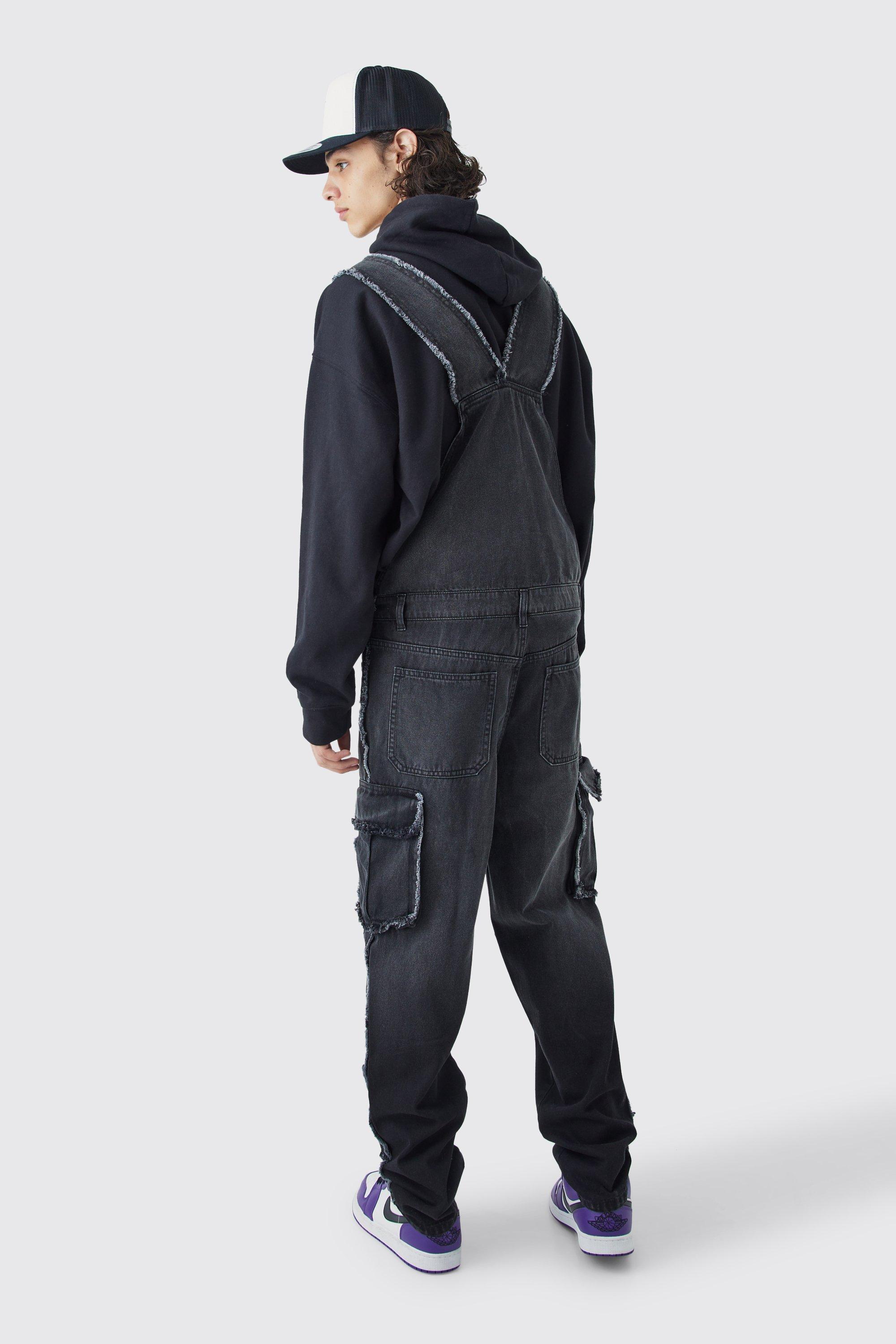 Mens black 2025 dungarees uk